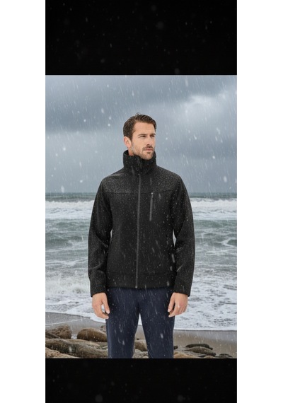 Luxıc Core Erkek Kapüşonlu Softshell Mont Siyah Suya Dayanıklı, Rüzgar Geçirmez Outdoor Mont
