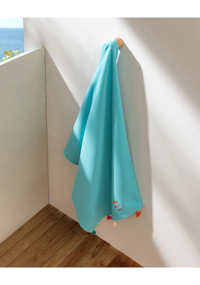 Pitou %100 Pamuk Plaj Havlusu - Turkuaz - 70x150 Cm 8684427310830 Çok Renkli