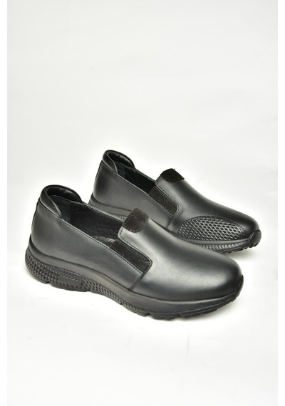 Fox Shoes T555082003 Siyah Hakiki Deri Comfort Ortopedik Taban Kadın Ayakkabı Siyah