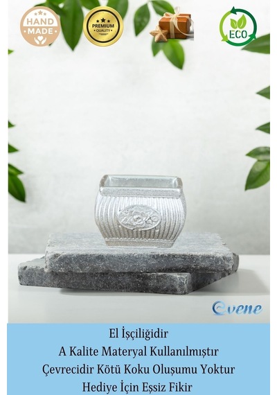 Eskitme Mumluk Şamdan Tealight Mum Uyumlu Mini Çizgili Çiçekli Model - Gümüş