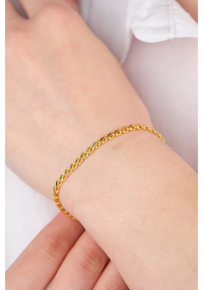 14 Ayar Altın Arpa Zincir Bileklik Gold Sarı Altın