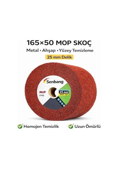 Senbang 165x50 Mop Skoç Zımpara Disk 25 Mm Delik Metal Ahşap Yüzey Temizleme