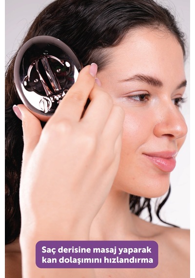 Premium Shinybrush Saç Fırçası - Kendini Temizleyen, Aynalı, Çanta Boy - Compact Detangling To Go Mor