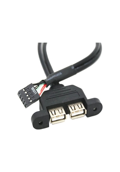 9 pin to 2x USB A Dişi Dikey Panel Tipi Kablo - 30cm