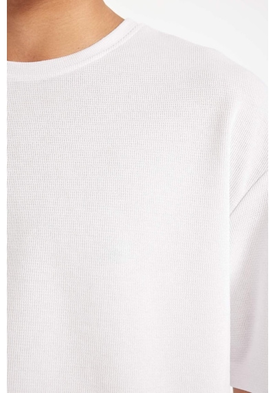 DeFacto Comfort Regular Fit Rahat Kesim Bisiklet Yaka Kısa Kollu Ağır Kumaş Basic Düz Tişört B4444AX24AUWT34