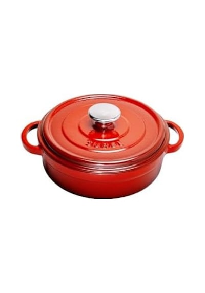 Aroma Kapak Kırmızı Yuvarlak Sığ Döküm Tencere 24 Cm 12v