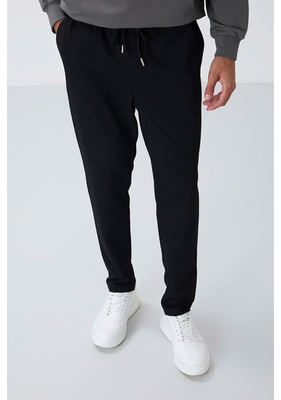 Tommy Life Siyah Yüzeyi Dokulu Standart Fit Erkek Eşofman Alt - 82155
