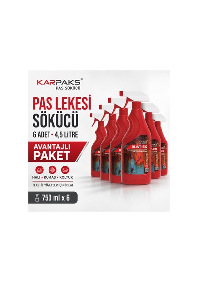 Karpaks Rust-ex Pas Lekesi Çıkarıcı Sprey 750 Ml X 6 Ekonomik Stok Paketi