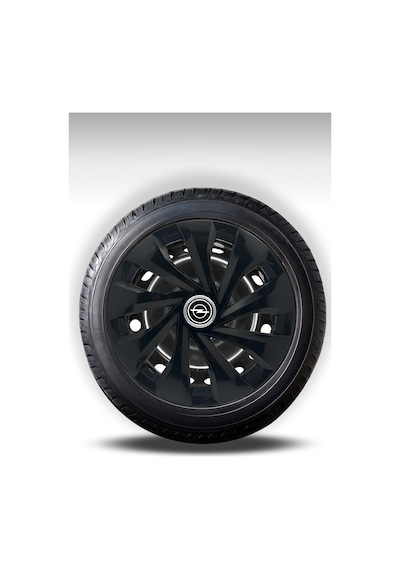 Opel 14'' İnç Siyah Jant Kapağı 4lü Takım Esnek Corsa Astra Vectra Tigra Combo Kadett Agila Teneke Jant Uyumlu Universal Logolu 110