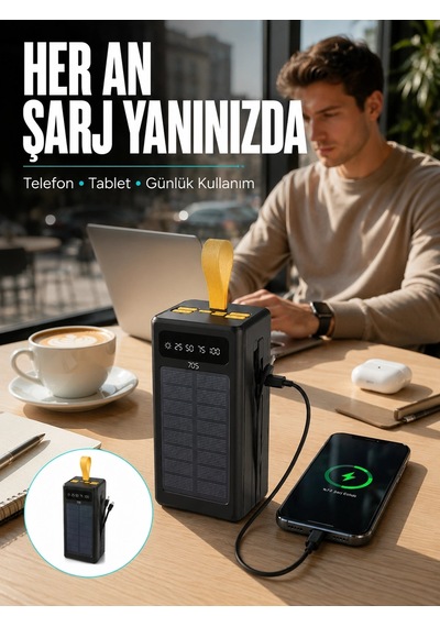 Kamp Ve Outdoor Kullanıma Uygun Güneş Panelli Powerbank Yeni Nesil