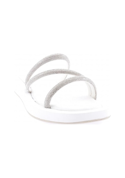 Dgn 008 Kadin Silver Taşli Çapraz Bantli Terlik 008-2297-R0198 Beyaz