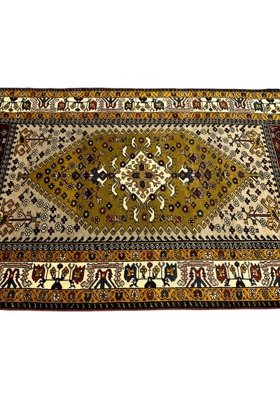 El Dokuma Sıfır Yahyalı Halısı 118x200 Yeşil Krem Kök Boya Halı Yeşil