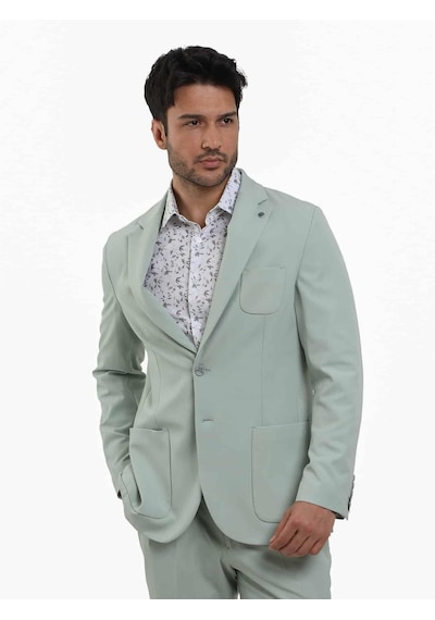 Dufy Yeşil Erkek Slim Fit Düz Mono Yaka Casual Ceket - 104431-yesıl Yeşil