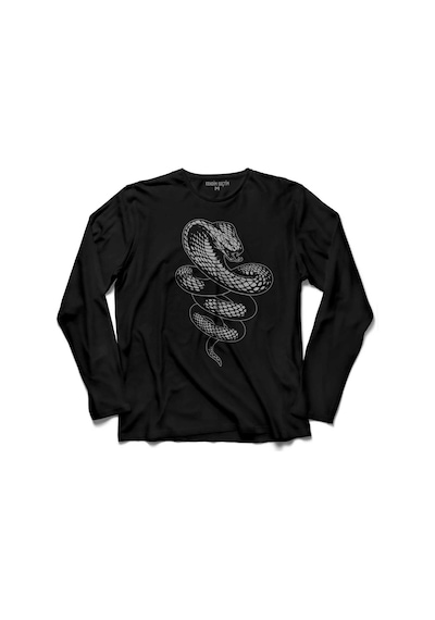 Kral Kara Kobra Yılan Kıng Black Snake Cobra Uzun Kollu Tişört (512978343)