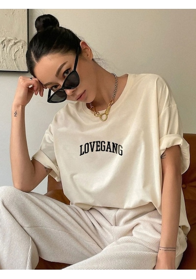 Kadın Lovegang Baskılı Tshirt 001