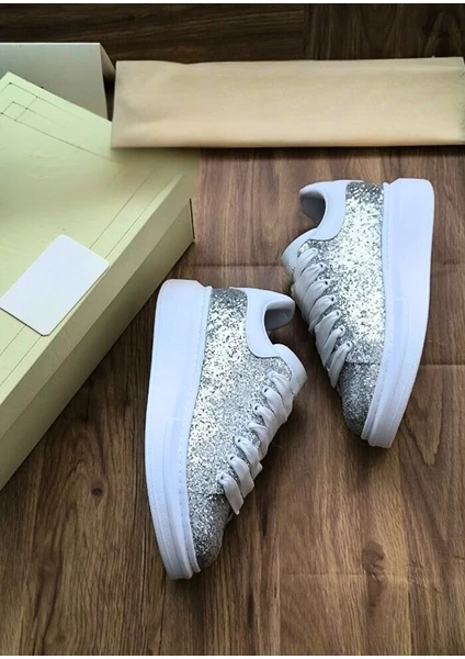 Günlük Casual Kadın Ayakkabı Mcqueen Ithal Malzeme Gümüş