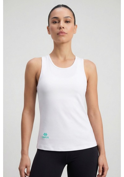 Tommy Life Beyaz Standart Fit Çapraz Sırt Detaylı Kadın Spor Atlet - 97296