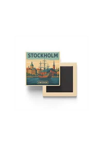 Stockholm İsveç - Vasa Müzesi - Baskılı Buzdolap Magneti Kare 9x9 Cm