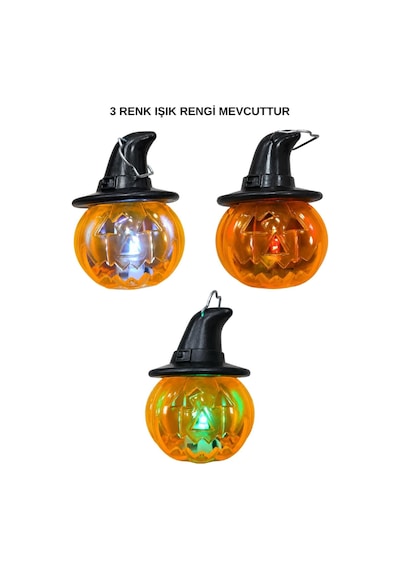 Cadı Şapkalı Led Işıklı Balkabağı Mini Fener 8 X 7 Cm Halloween Cadılar Bayramı Dekoru Tüm Yaşlar
