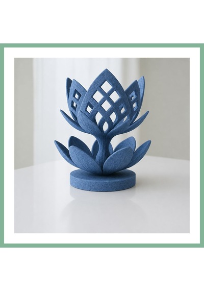 Bşkvirgo 3d Baskı Lotus Çiçeği Mumluk - Dekoratif Tealight Mumluk-mavi Bsk2026