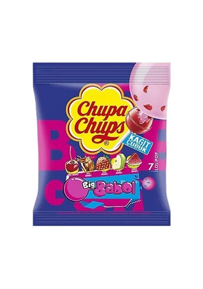 Chupa Chups Sakız Dolgulu Çilek, Elma, Karpuz, Kola Ve Vişne Aromalı Lolipop Şekerleme 12 Gr X 7 Adet -344