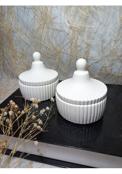 2'li Dekoratif Çok Amaçlı Takı Kutusu Beyaz