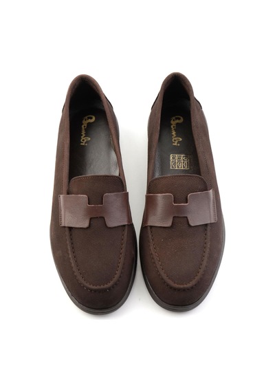 Bambi Kahve Nubuk Hakiki Deri Kadın Loafer Ayakkabı K01821097401