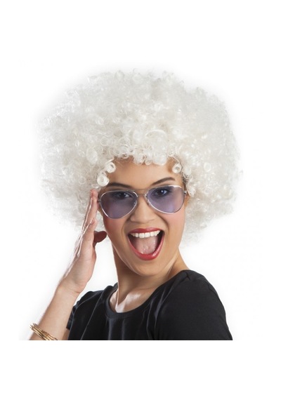 Beyaz Renk Kıvırcık Afro Bonus Peruk 5680 "