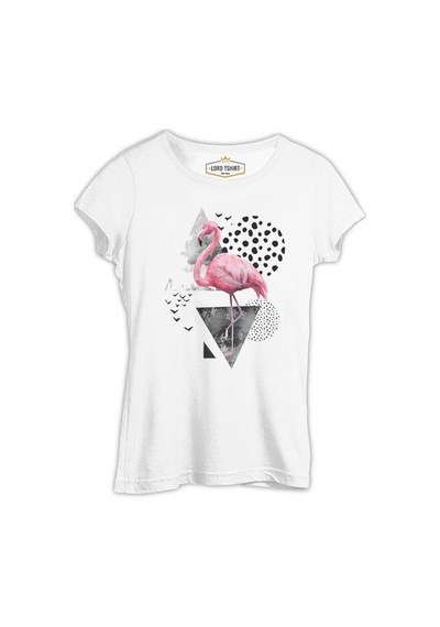 Certain Angles - Flamingo Beyaz Kadın Tshirt 001