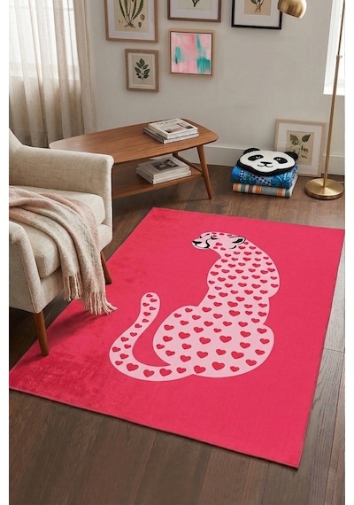 Pinoleo Pembe Makinede Yıkanabilir Kaymaz Taban Leke Tutmaz Dijital Salon Halısı Mutfak Halısı Ve Yolluk Renkli