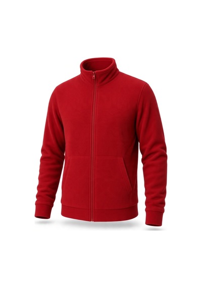 Givoria Erkek Kışlık Fermuarlı Cepli Polar Hırka Outdoor Kırmızı Kırmızı
