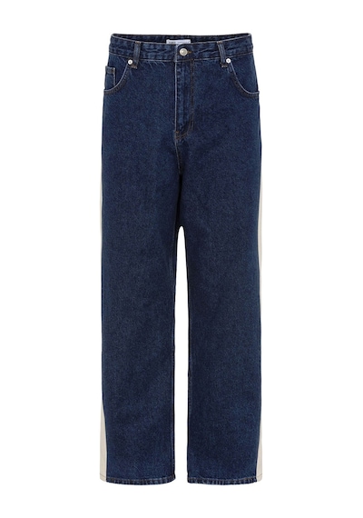Vamos Yan Şeritli Baggy Fit Jean Mavi