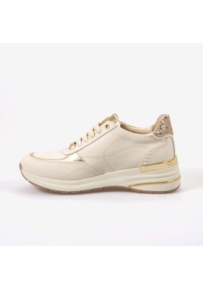 Kemal Tanca Kadın Eva Tabanlı Fermuar Detaylı Bağcıklı Casual Spor & Sneaker Ayakkabı 7015 Krem