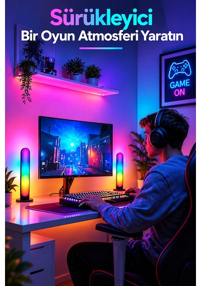 Nova 2 Li Rgbıc Masaüstü Led Lamba Telefon Ve Kumanda Kontrollü, Yatay Ve Dikey Kullanım Rgb-ıc