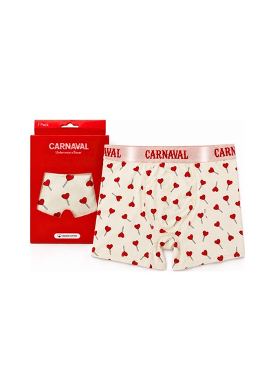 Carnaval Socks Kalpli Lolipop Desenli Erkek Boxer Pamuklu Likralı Parlak Lastikli Kutulu Krem Çoklu