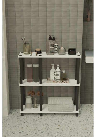 Terada 3 Katlı Banyo Düzenleyici Çok Raflı Banyo Organizeri Çok Amaçlı Banyo Düzenleyici - Beyaz Beyaz