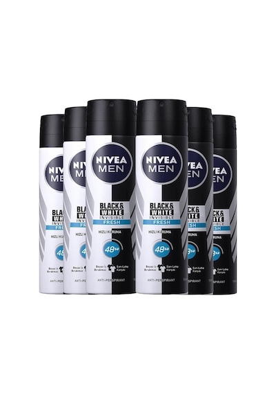 Nivea Invisible Black&White Fresh Erkek Sprey Deodorant 150 ML x 6