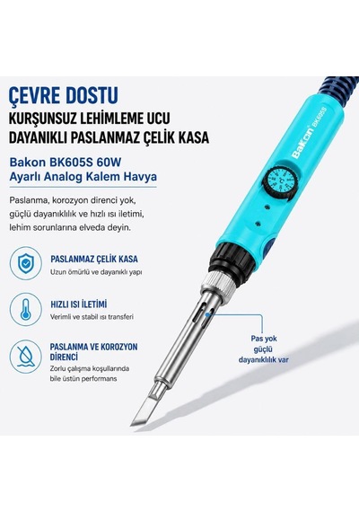 Bakon Bk605s 60w Ayarlı Analog Kalem Havya