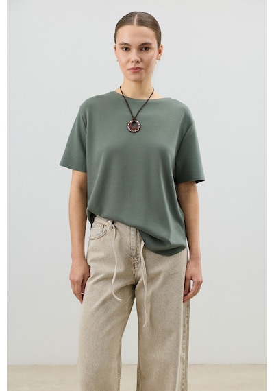 Antioch Dökümlü Kadın T-shirt Haki