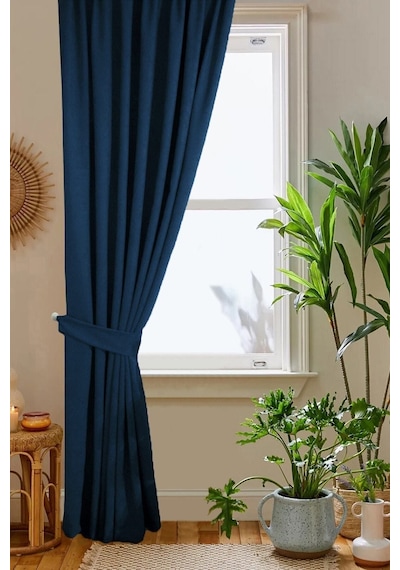 Home Color Home Lacivert Petek Kadife Dokulu Fon Perde Düz Dikişli Ekstrafor Büzgü 1.sınıf Kalite Diğer