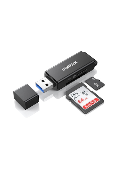 Ugreen Usb 3.0 Sd Ve Micro Sd Kart Okuyucu, Siyah, 40752
