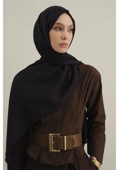 Armine Lyocell Naia Kare Monogram Şal 6 03 Siyah