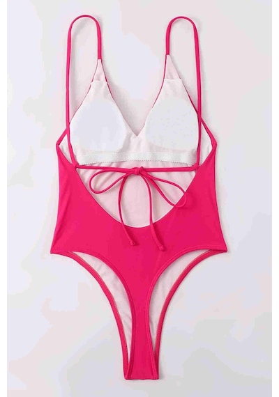 Angelsin V Yaka Sırt Dekolteli Brazilian Kesim Mayo Pembe 001