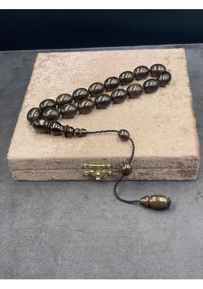 Efe Boy Sistemli İri Tane Tütün Çekoslavak Katalin Tesbih 13x16 Mm Kahverengi