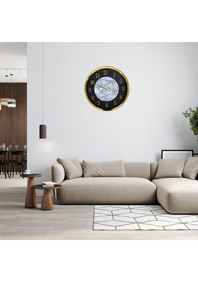 Gold Mermer Desenli Modern 52 X 52 Cm Duvar Saati Diğer