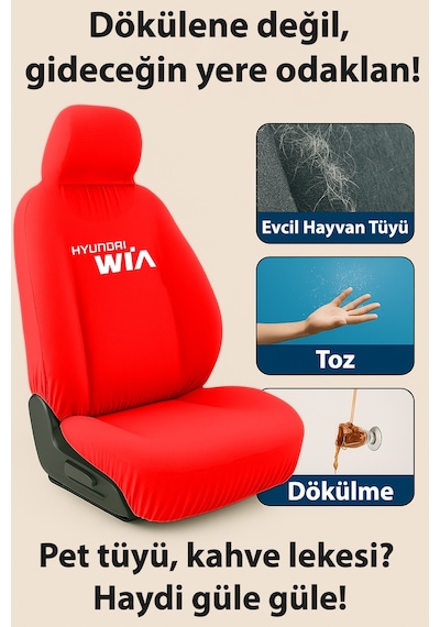Her Mevsim Rahatlik Sunan Hyundai Elantra İle Uyumlu Oto Koltuk Kılıfı İle Aracınızda Kırmızı