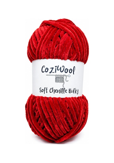 Kadife İp Soft Chenille Bulky 5'li Paket 5x100 Gr 120 Mt El Örgü İpi Yakut - 875823131