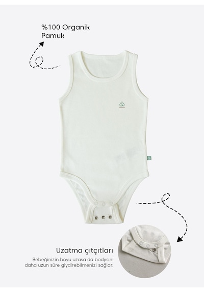 Kitikate Organik New Basic Uzayan Atlet Body Bebek Boy Ekru Ekru