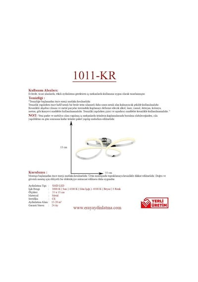Eray Aydınlatma 1011-Kr Krom Led Avize