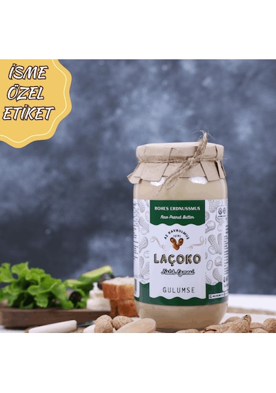 Laçoko Kişiye Özel Şekersiz Saf Katkısız Fıstık Ezmesi Glutensiz Vegan Doğal Az Kavrulmuş Çiğ Yer Fıstığı Ezmesi 1 KG